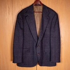 Evan Picone Hudsons 100% Pure Wool Tweed Twill Sport Coat Blazer Jacket Men 46