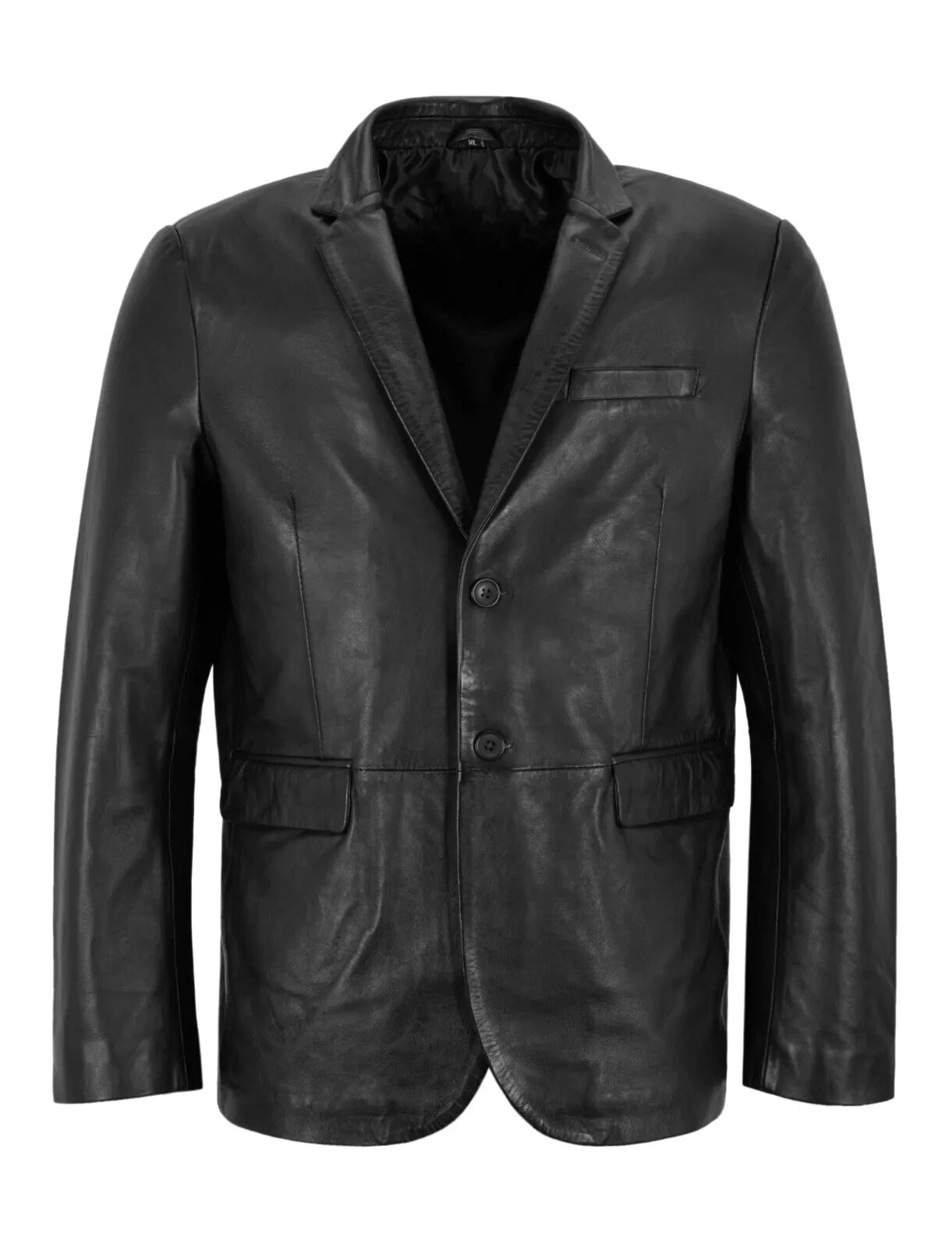 Men's Black Designer 2 Button Blazer Real Leather Custom Made Coat Blazer