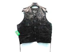 Navarre 4x Nwt Black Buffalo Leather Vest Fringe Motorcycle Biker Lace Up Sides