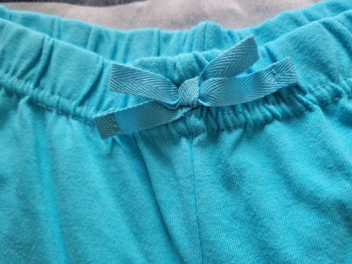 NWOT Wonder Nation Aqua Blue Elastic Bow Cuffed Pajama PJ Shorts Girls XL 14-16 - Picture 3 of 5