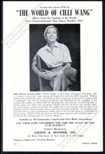 1957 Cilli Wang photo USA tour booking vintage print ad