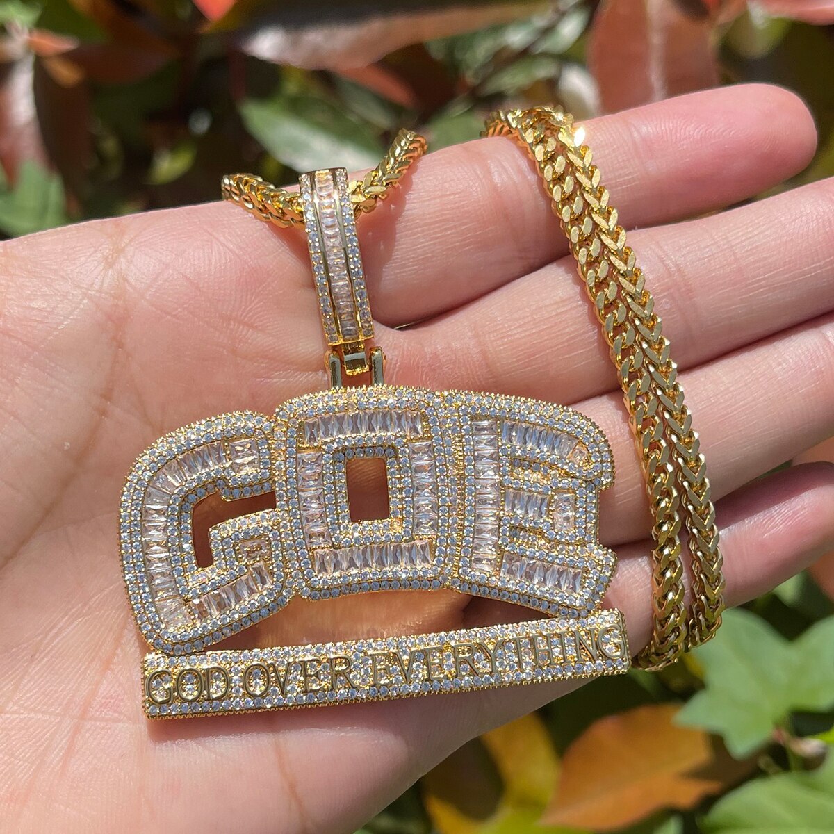 3AAA+ CZ Hop Hip Bling GOE Ice Out Pendant Necklace 24k Real Gold 