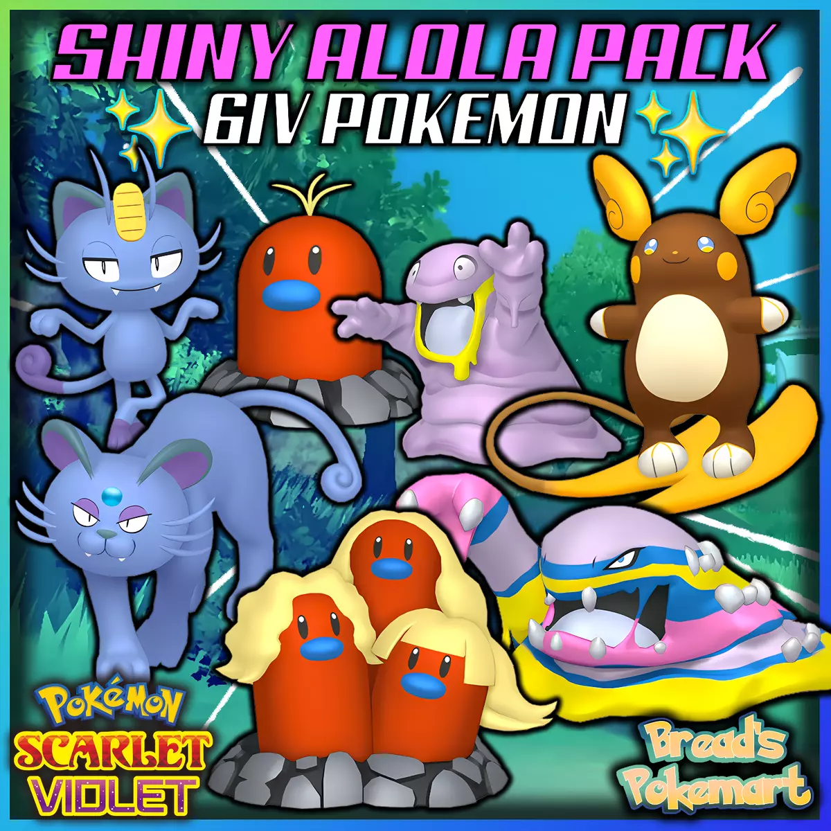 ✨7 Alolan Forms Bundle Pack Shiny 6IV✨ Pokemon Scarlet & Violet 🚀Fast  Trade🚀