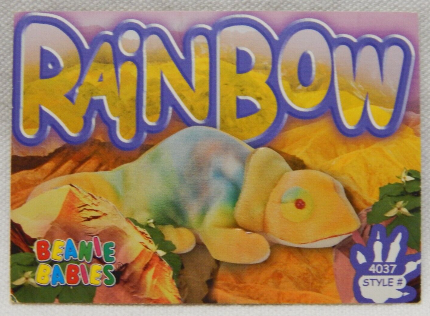 Ty Beanie Babies Card 123 Rainbow Tie Dye Chameleon Collectible Trading Card-image