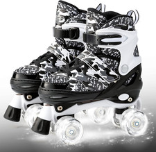 Boys and Girls Camo Adjustable Roller Skates with Light up Wheels, Fun Illuminat