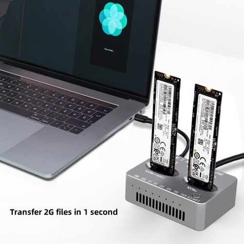 Boîtier SSD M.2 NVME double baie clone USB3.2 type C NVME station d'accueil boîtier SSD M.2 - Photo 8/13
