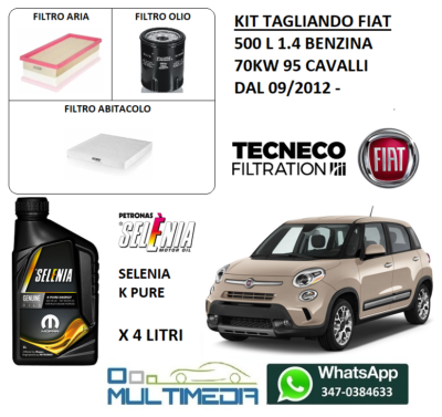 Ricambio Fiat 500L 1.3 Multijet Kit Tagliando Completo Per Fiat 500L 1.3 Multijet Diesel Euro 5, Include Olio Selenia 5W30 E Filtri Kit Olio E Filtri Selenia - Foto 4