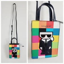 Karl Lagerfield Colorblock Top Handle Crossbody Multi Colored Bag NWT