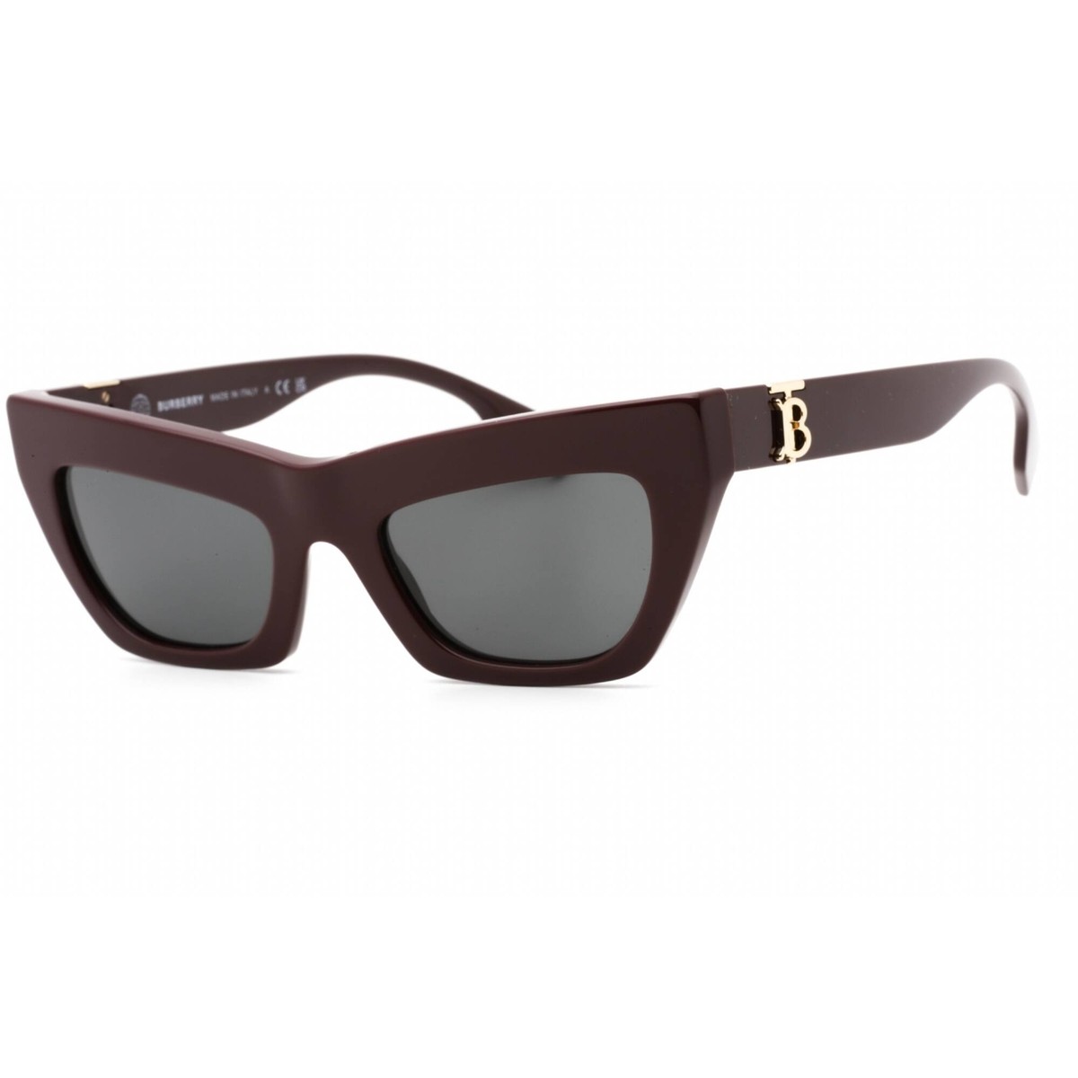 Burberry Women's Sunglasses Dark Grey Lens Bordeaux Cat Eye