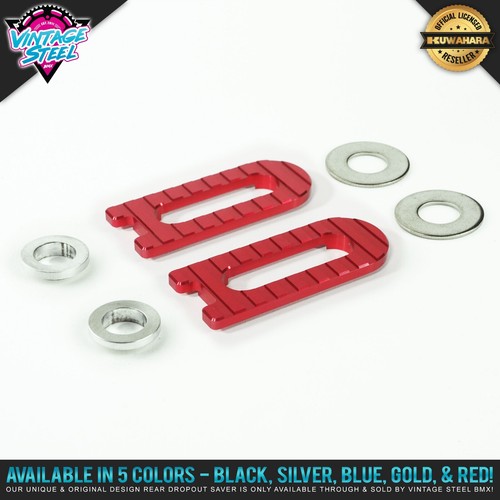 Vintage Steel "LITE SAVER" 3/8" - 10mm BMX Dropout Saver Front/Rear (Solid Red) - Picture 6 of 10