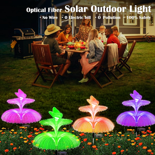 Solar Garden Lights - Solar Flower Lights Outdoor Garden Decorations Waterproof, - Picture 2 of 12