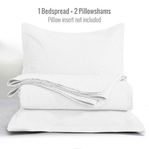 Quilted Bedspread 3 Piece Reversible Queen King Size Coverlet Embossed Bed Throw - Picture 55 of 133