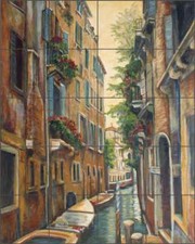 Venice Tile Backsplash Ceramic Mural Margosian Canal Gondola Art JM040