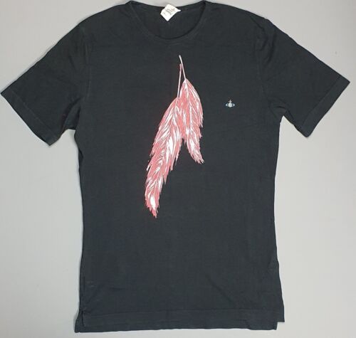Mens Vivienne Westwood Feather T shirt Size Large Punk Top Slim Fit Black Red