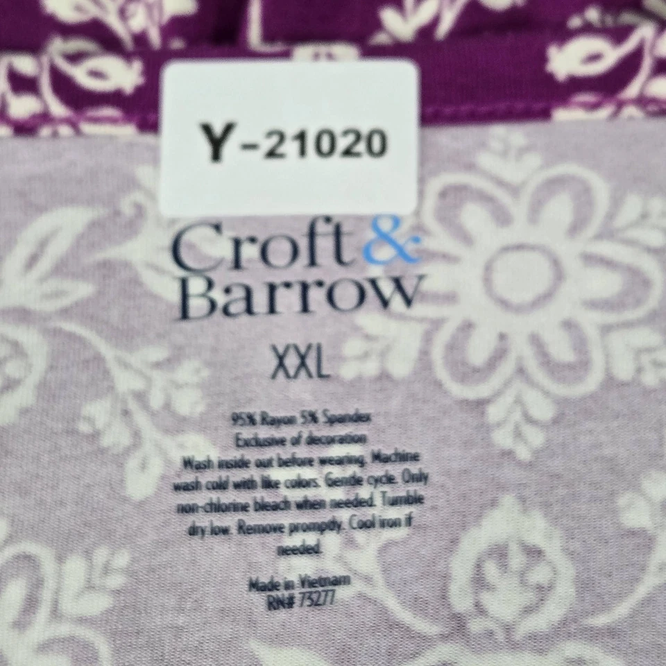 Blusa pulóver Croft & Barrow XXL púrpura floral cuello en V para mujer Foto 4 de 4