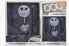 Halloween "Jack" Skeleton Shower Curtain 65x71 w/12 Curtain Hooks