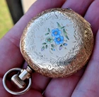 Vintage Antique Elgin Gold Filled Hunter's Case Fancy Pocket Watch 1.75" Wind Up