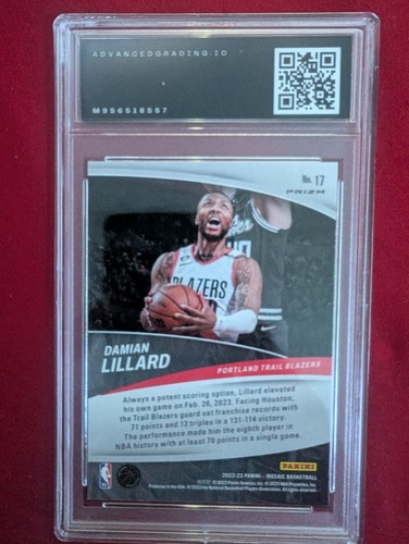 2022-23 Panini Mosaic Elevate Damian Lillard #17 Green Mosaic Prizm Gem Mint 10 - Picture 2 of 2