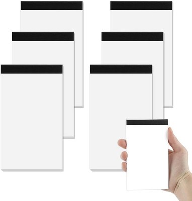 Notizblock Klein A7, 6 Stück Blanko Schreibblock, 30 Blatt pro Block, Mini Notiz