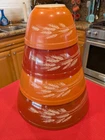 VTG PYREX SET (4) "Autumn Wheat" Mixing Bowls (401,402,403,404)  NEAR MINT !!