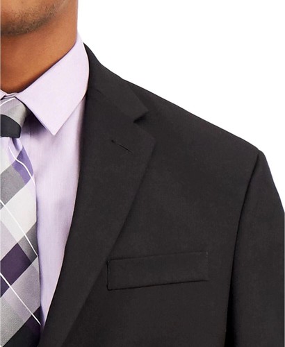 Kenneth Cole Mens Slim fit 2 Piece Suit 44 S / 35 Waist Black Solid Stretch - Picture 2 of 4