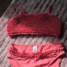 Next Damen Bikini 2-teilig Rosa Bandeau mit R...