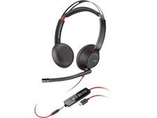 Poly Blackwire 5220 Wired Stereo Headset w/ USB-C, 3.5mm, USB-A Adapter