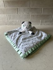 Cloud Island Panda Lovey Large 28" Mint Green Stars Satin Trim Blanket READ
