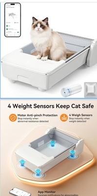 Meowant Selbstreinigende Katzentoilette mit App-Steuerung, Open Top Automatic...