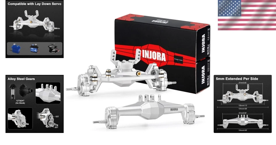 Upgraded Silver 5mm Diamond Portal Axles for 1/18 RC Crawler - Image 2 of 4