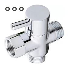 Chrome 3-Way T-adapter Shower Head Diverter Valve 1/2inch Water Splitter Switch