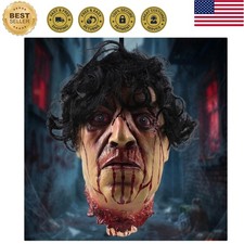Hanging Severed Head Halloween Prop, Life-Size Latex Zombie Head for Haunted ...