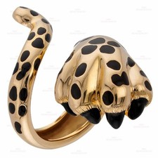 CHRISTIAN DIOR Mitza Leopard Paw Tail Lacquer 18k Yellow Gold Ring