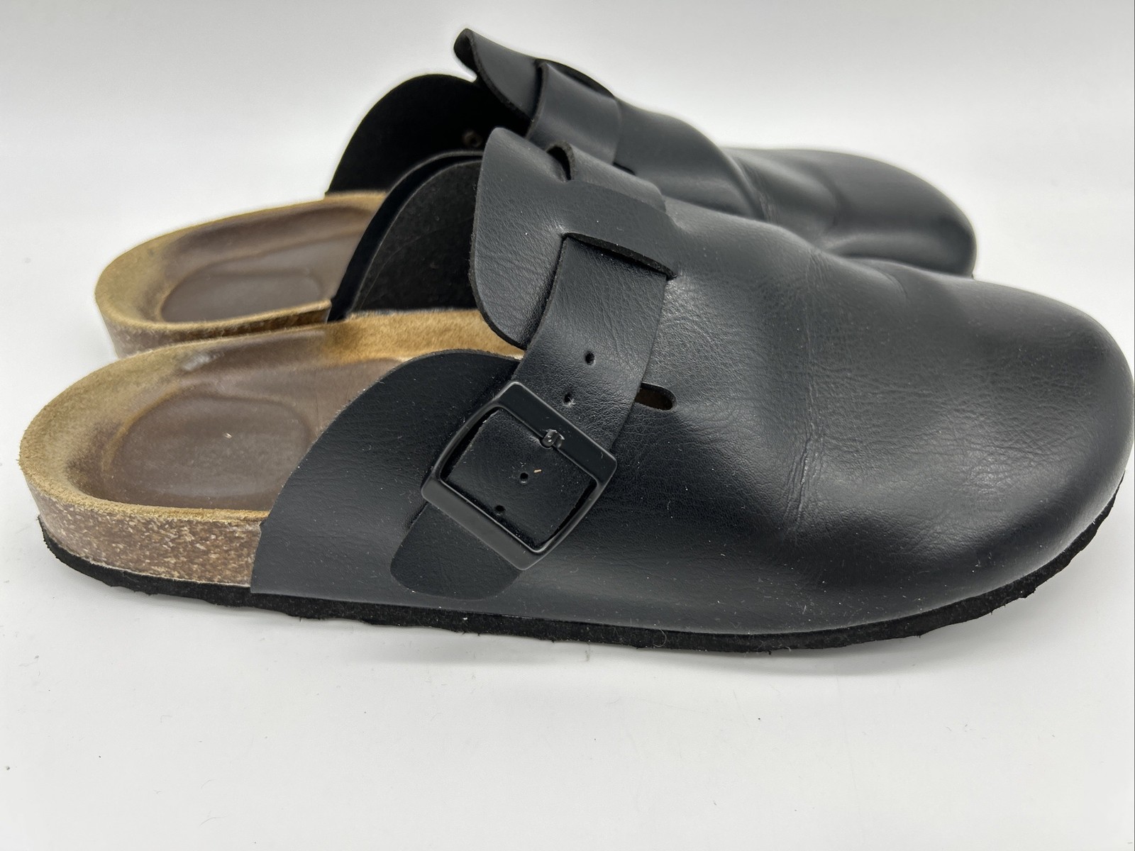 PROJECT CLOUD Memory Foam Black Leather Clogs Siz… - image 2