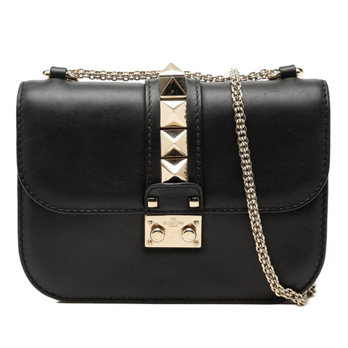 Valentino Rockstud Crossbody Chain Shoulder Bag, Black Leather, Women's GZl1l1g6