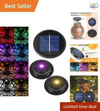 2 Pack Waterproof Solar Light Replacement Tops - RGB Color Changing & Warm White