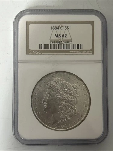 1884 O Morgan Dollar NGC MS62 Strange Toning