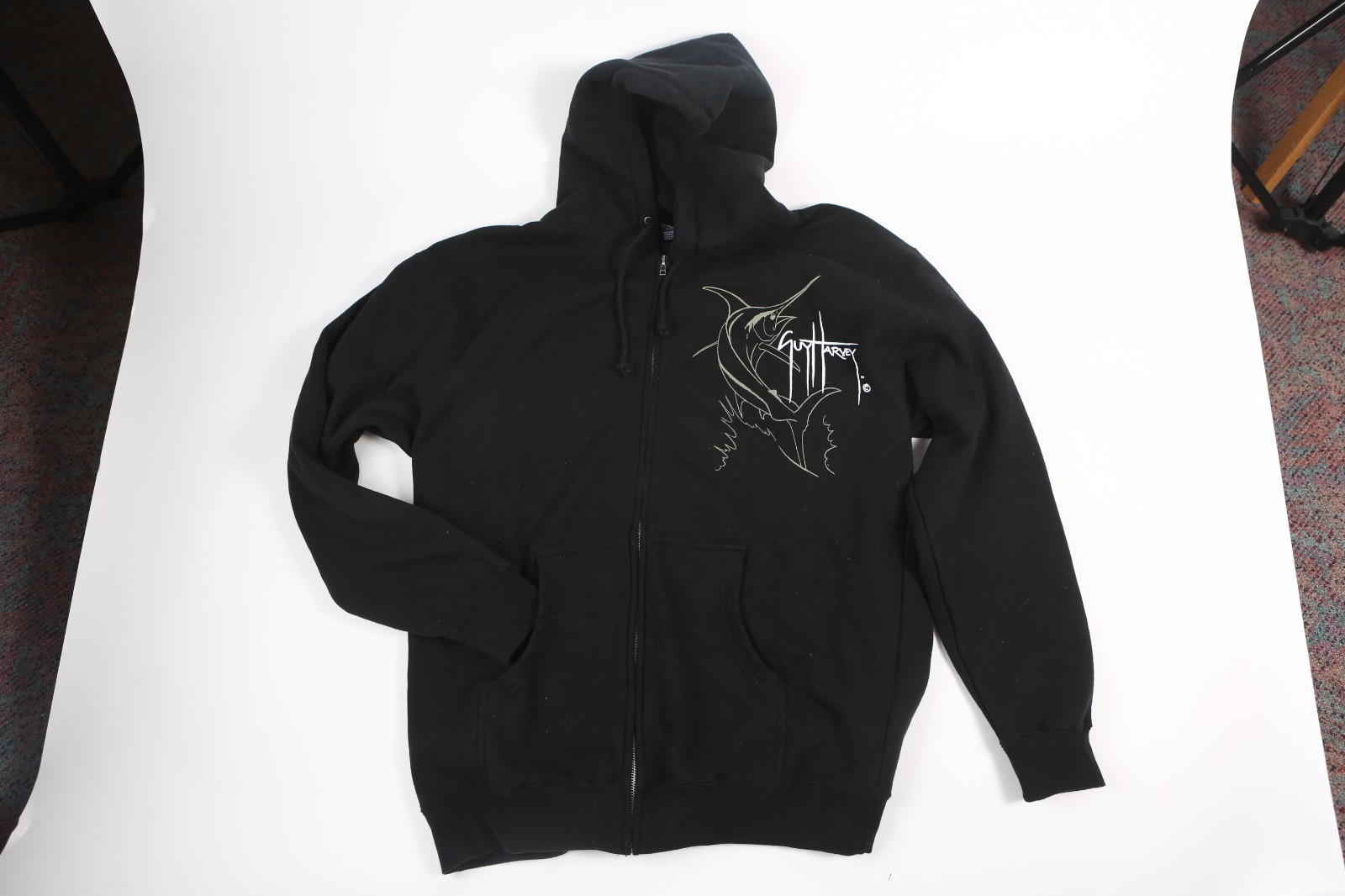 Aftco Guy Harvey Marlin Dance mens zippered hoodie large black New Rare