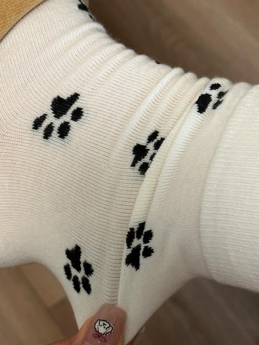 Little milk dog paw print, simply too cute cartoon socks with cat paw pattern - Picture 4 of 5