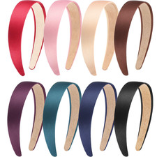 8Pcs Multicolor Satin Headbands 1 Inch Anti-Slip Hairbands Set Women  Girls DIY