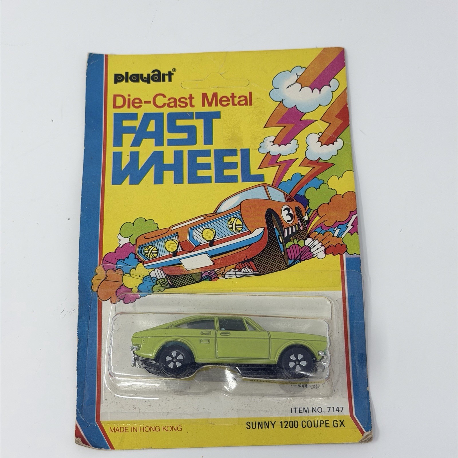 Vintage Playart Sunny 1200 Coupe GX Green Fastwheel Die-Cast No 7147 Unpunched