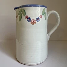 Rosanna Imports Ceramic Pitcher Italy White With Floral Design
