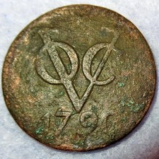 Large 2 Penny Certificate of Authenticity 1790 New York Penny VOC Dutch Colonial