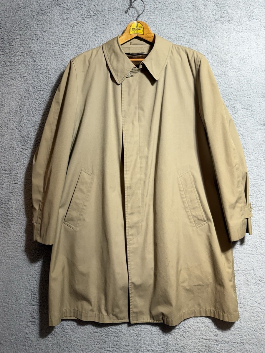 London Fog Khaki Trench Coat Mens 44R With Fur Liner Removable