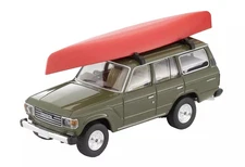 Mini car 1/64 LV-N279e Toyota Land Cruiser 60 (Olive) Canoe with figure Tomica