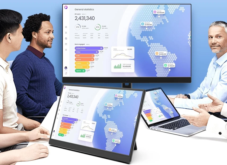 Portable 14" FHD Monitor - 1920x1200 - 16:10 Ratio - Kickstand - Plug and Play - Image 3 of 4