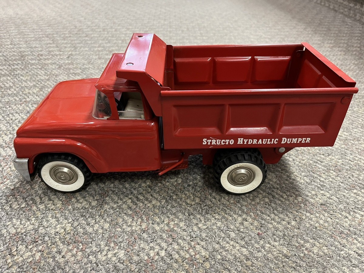 Vintage 1960's Structo Pressed Steel Red Hydraulic Dumper Dump