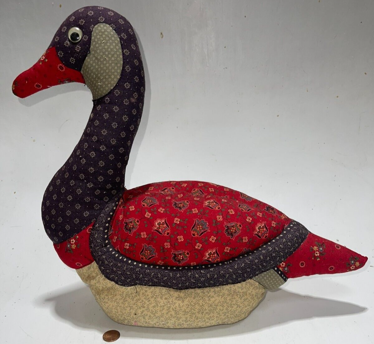 22AW PATCHWORK DUCK PLUSH DOLL ぬいぐるみ Vintage Handmade Patchwork Cloth Quilt Medium Duck Stuffed Animal