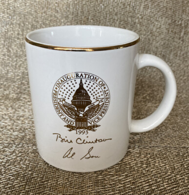Bill Clinton & Al Gore ~ Official Inauguration Mug ~ 1993 w/ Signatures 