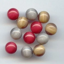 20 VINTAGE BROWN RED GREY MARBLE ASSORTED ACRYLIC 8mm. HIGH DOME CABOCHON 1954